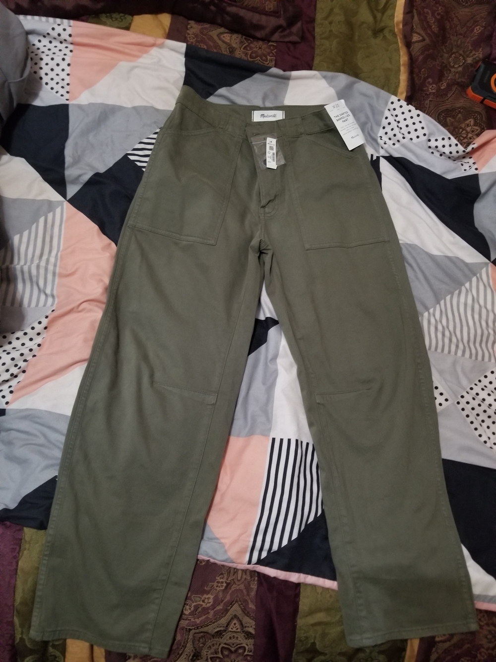 Madewell Olive Utility Wide-Leg Cargo Pants